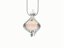 Load image into Gallery viewer, Green Quartz and Rose Quartz pendant in sterling silver by Joryel Vera, style P2745 - view 3