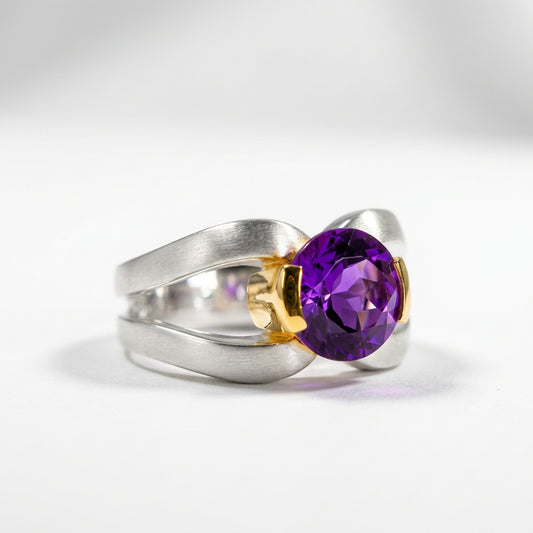 Amethyst and Garnet ring in sterling silver by Joryel Vera, style R5831 - view 2