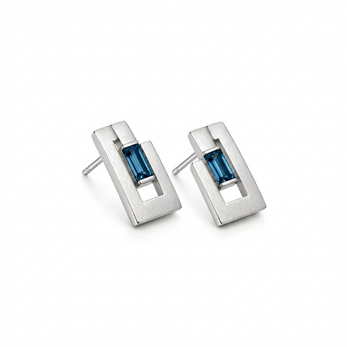 Contemporary Gemstone Earrings in 925 Sterling Silver | E9360