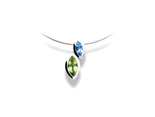 Blue Topaz and Peridot pendant in sterling silver by Joryel Vera, style P3916