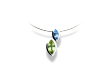 Load image into Gallery viewer, Blue Topaz and Peridot pendant in sterling silver by Joryel Vera, style P3916