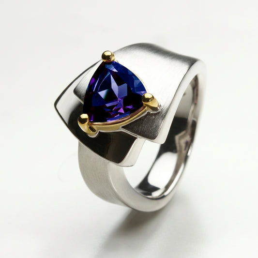 Amethyst and Blue Topaz ring in sterling silver by Joryel Vera, style R6109 - view 3