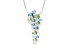 Load image into Gallery viewer, Amethyst and Blue Topaz pendant in sterling silver by Joryel Vera, style P4538 - view 4