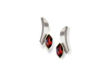 Load image into Gallery viewer, Blue Topaz and Garnet earrings in sterling silver by Joryel Vera, style E7351 - view 3