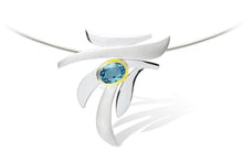 Load image into Gallery viewer, Blue Topaz and Garnet pendant in sterling silver by Joryel Vera, style P6138 - view 2