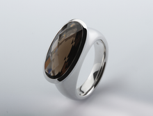 Load image into Gallery viewer, Black Onyx and Smokey Quartz ring in sterling silver by Joryel Vera, style R4732 - view 2