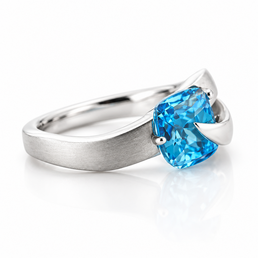 Amethyst and Blue Topaz ring in sterling silver by Joryel Vera, style R5825 - view 3