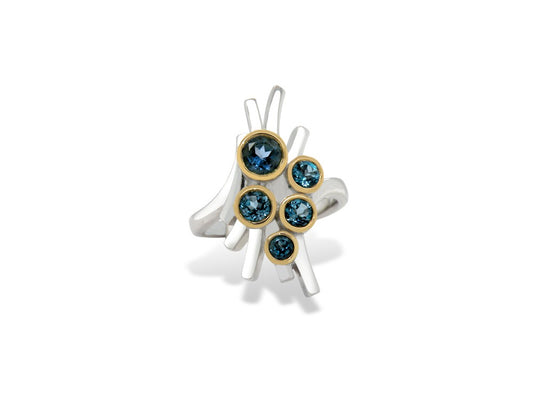 Amethyst and Blue Topaz ring in sterling silver by Joryel Vera, style R7186 - view 6