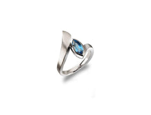 Load image into Gallery viewer, Blue Topaz and Garnet ring in sterling silver by Joryel Vera, style R5832 - view 2