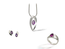 Load image into Gallery viewer, Amethyst and Blue Topaz jewelry set in sterling silver by Joryel Vera - view 3