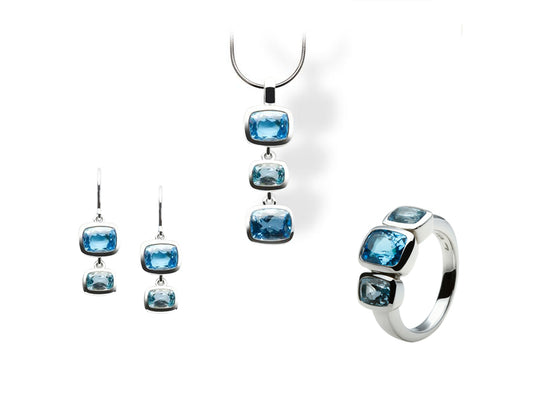 Honey Quartz and Smokey Quartz jewelry set in sterling silver by Joryel Vera