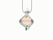 Load image into Gallery viewer, Green Quartz and Rose Quartz pendant in sterling silver by Joryel Vera, style P2745