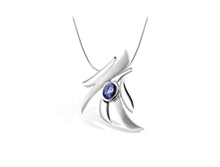 Load image into Gallery viewer, Blue Topaz and Garnet pendant in sterling silver by Joryel Vera, style P6138