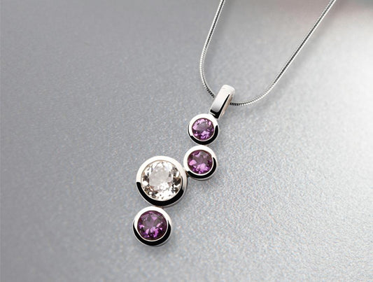 Amethyst and Rock Crystal pendant in sterling silver by Joryel Vera, style P4682