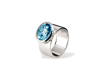 Load image into Gallery viewer, Blue Topaz and Garnet ring in sterling silver by Joryel Vera, style R3883 - view 2