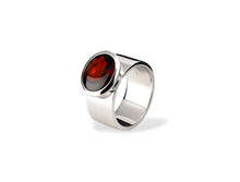 Load image into Gallery viewer, Blue Topaz and Garnet ring in sterling silver by Joryel Vera, style R3883