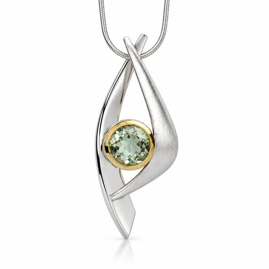 Green Amethyst and Sky Blue Topaz pendant in sterling silver by Joryel Vera, style P6545
