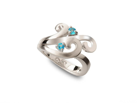 Blue Topaz and White Topaz ring in sterling silver by Joryel Vera, style R6103