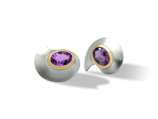 Amethyst and Blue Topaz earrings in sterling silver by Joryel Vera, style E9337