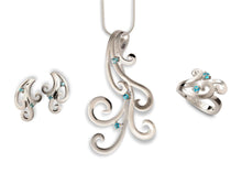 Load image into Gallery viewer, Blue Topaz and White Topaz jewelry set in sterling silver by Joryel Vera, style SET102 - view 2