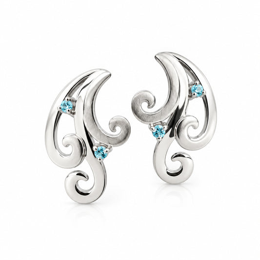 Blue Topaz and White Topaz earrings in sterling silver by Joryel Vera, style E7809