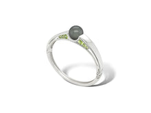 Load image into Gallery viewer, Black Tahitian Pearl and Paraiba Blue Topaz bracelet in sterling silver by Joryel Vera, style B3106 - view 4