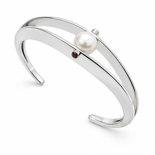 Blue Topaz and Cultured Pearl bracelet in sterling silver by Joryel Vera, style B3108 - view 2
