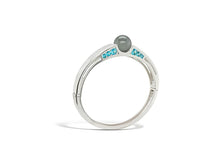 Load image into Gallery viewer, Black Tahitian Pearl and Paraiba Blue Topaz bracelet in sterling silver by Joryel Vera, style B3106 - view 2