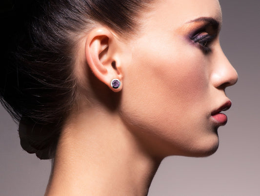 Amethyst and Blue Topaz earrings in sterling silver by Joryel Vera, style E3136