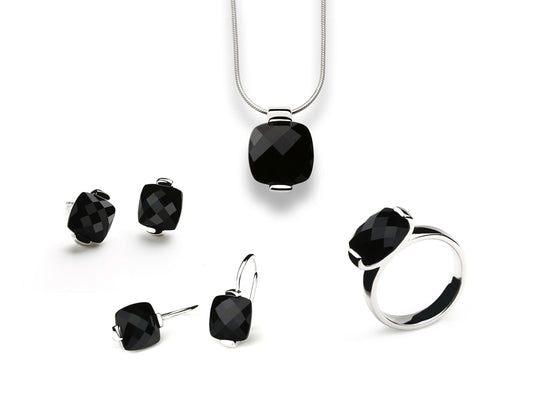 Black Onyx jewelry set in sterling silver by Joryel Vera