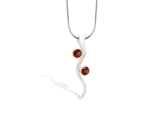 Blue Topaz and Garnet pendant in sterling silver by Joryel Vera, style P7561 - view 2