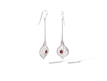 Load image into Gallery viewer, Blue Topaz and Pearl earrings in sterling silver by Joryel Vera, style E9839