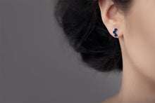 Load image into Gallery viewer, Iolite and Paraiba Blue Topaz earrings in sterling silver by Joryel Vera, style E3933 - view 2