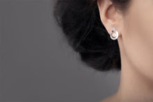 Load image into Gallery viewer, Blue Topaz and Cultured Pearl earrings in sterling silver by Joryel Vera, style E9293