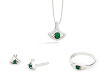 Load image into Gallery viewer, Emerald and Paraiba Blue Topaz jewelry set in sterling silver by Joryel Vera, style SET160