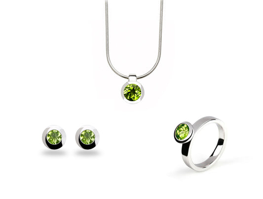 Peridot jewelry set in sterling silver by Joryel Vera, style P151