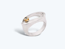 Load image into Gallery viewer, Blue Topaz and Garnet ring in sterling silver by Joryel Vera, style R2858