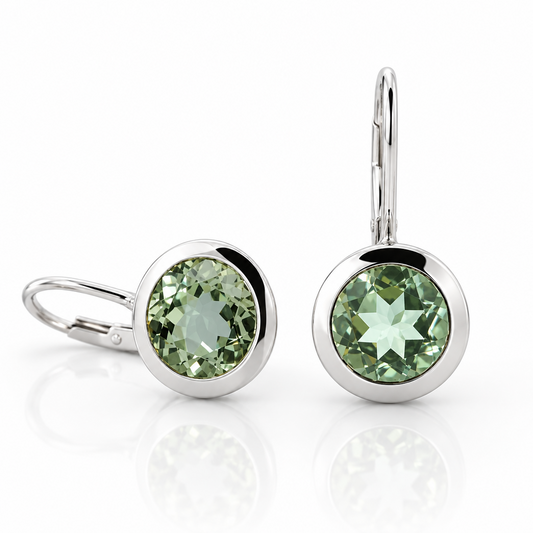 Blue Topaz and Green Amethyst earrings in sterling silver by Joryel Vera, style E3140 - view 4