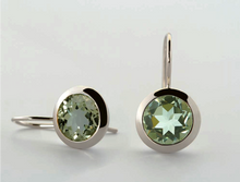 Load image into Gallery viewer, Blue Topaz and Green Amethyst earrings in sterling silver by Joryel Vera, style E3140 - view 4