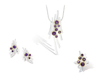 Load image into Gallery viewer, Garnet and London Blue Topaz jewelry set in sterling silver by Joryel Vera, style N101 - view 2