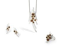 Load image into Gallery viewer, Garnet and London Blue Topaz jewelry set in sterling silver by Joryel Vera, style N101