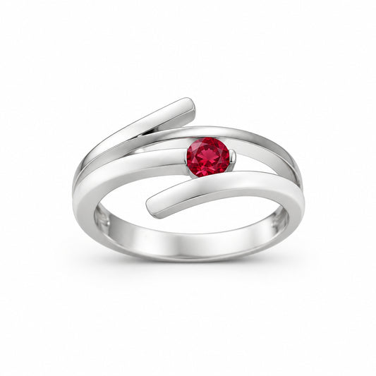 Blue Topaz and Garnet ring in sterling silver by Joryel Vera, style R4208 - view 3