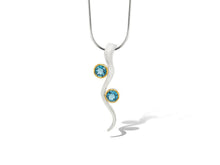 Load image into Gallery viewer, Blue Topaz and Garnet pendant in sterling silver by Joryel Vera, style P7561