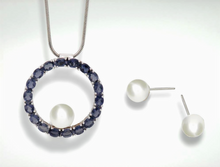 Load image into Gallery viewer, Iolite and Pearl jewelry set in sterling silver by Joryel Vera