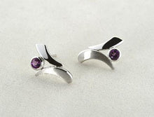 Load image into Gallery viewer, Amethyst and Blue Topaz earrings in sterling silver by Joryel Vera, style E7370 - view 4