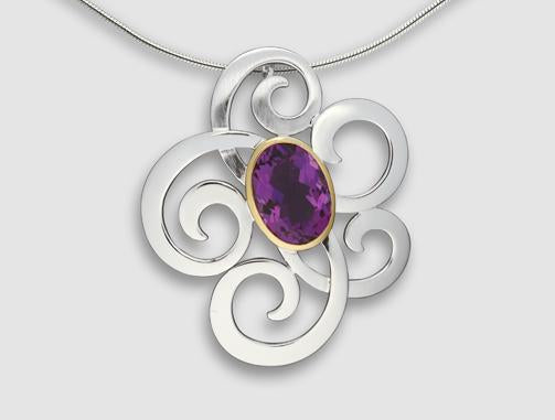 Amethyst and Blue Topaz pendant in sterling silver by Joryel Vera, style P6493 - view 2