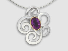 Load image into Gallery viewer, Amethyst and Blue Topaz pendant in sterling silver by Joryel Vera, style P6493 - view 2