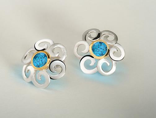Amethyst and Blue Topaz earrings in sterling silver by Joryel Vera, style E7811