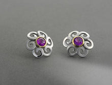 Load image into Gallery viewer, Amethyst and Blue Topaz earrings in sterling silver by Joryel Vera, style E7811 - view 3