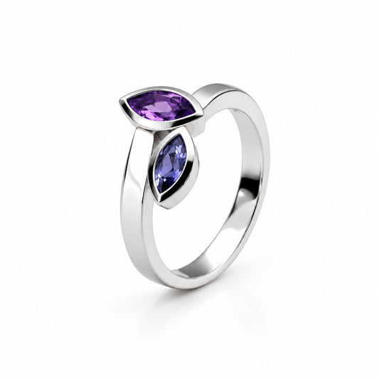 Blue Topaz and Iolite ring in sterling silver by Joryel Vera, style R3908